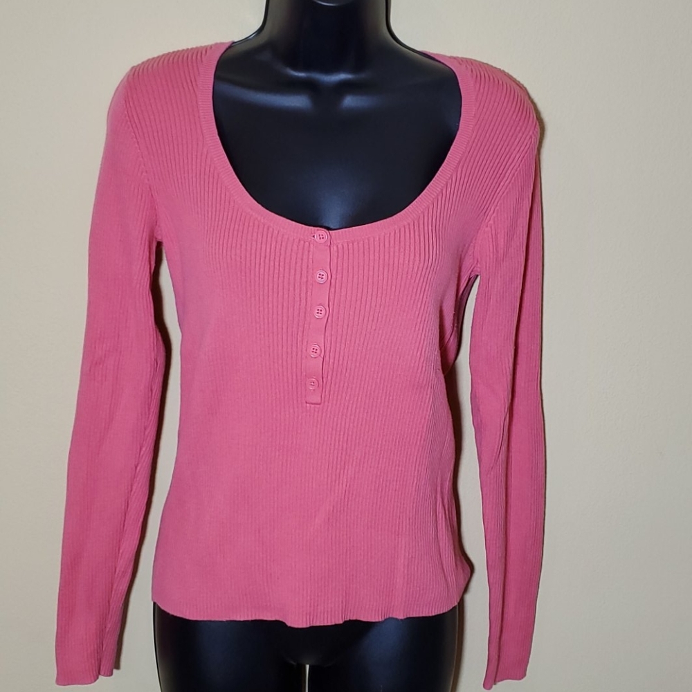 Coral Scoop-Neck Sweater